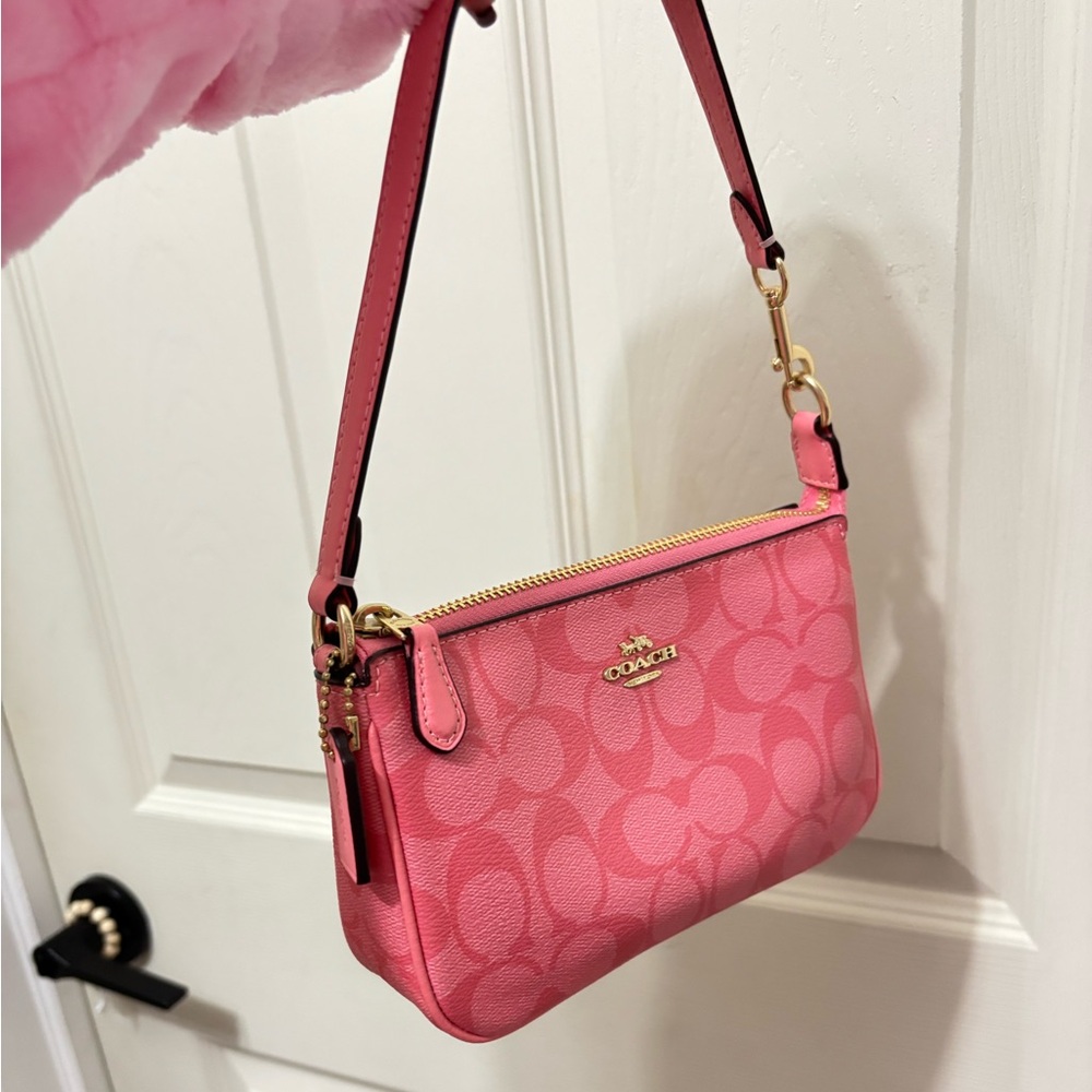 Coach Pink Signature Small Crossbody Bag with Gold Hardware